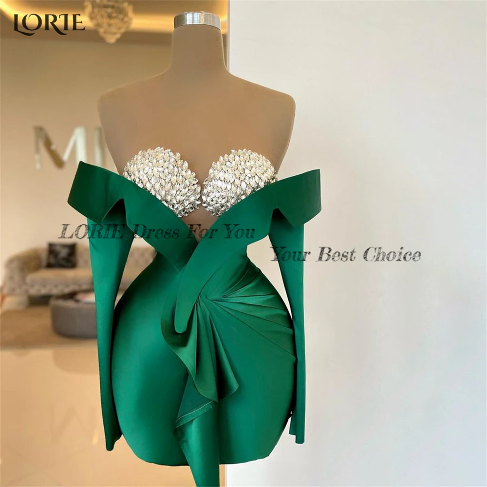 Sexy Glitter Cocktail Party Gowns Mini Off Shoulder Pleated Ruffles Evening Dresses Pageant Mini Knee Length Prom Dress evening dresses cocktail dress