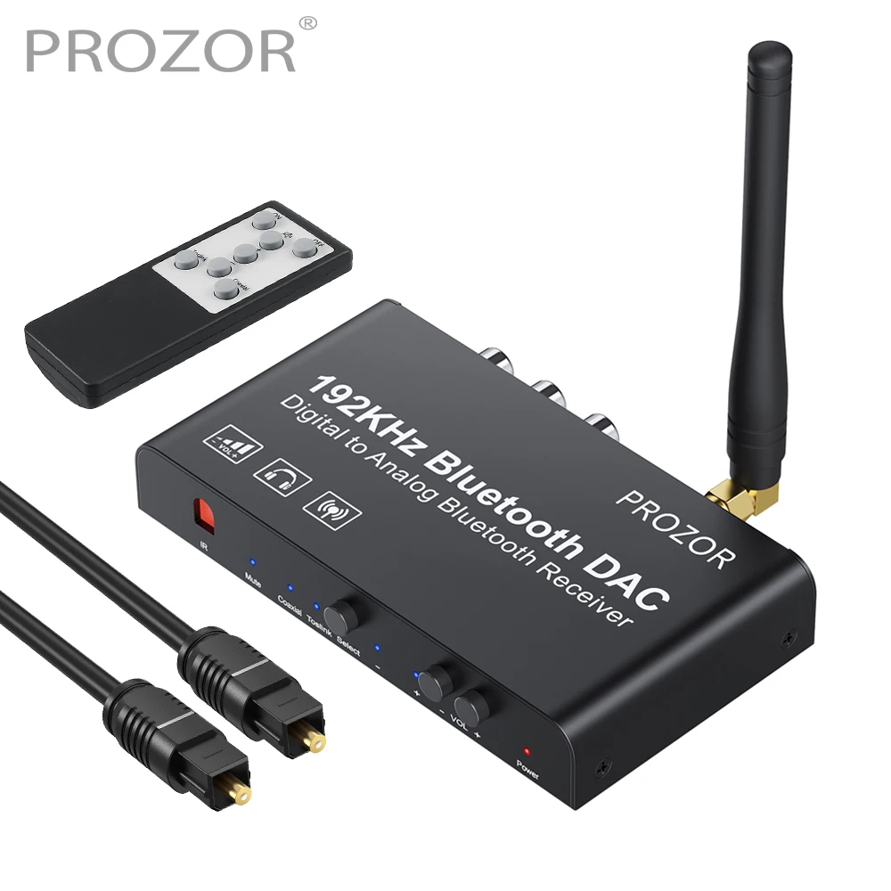PROZOR DAC Converter Built-in Bluetooth-Compatible Receiver 192kHz DAC With IR Remote Control Digital Coaxial Toslink to L/R RCA audio adapter audio converter adapter audio converter audio converter amplifier