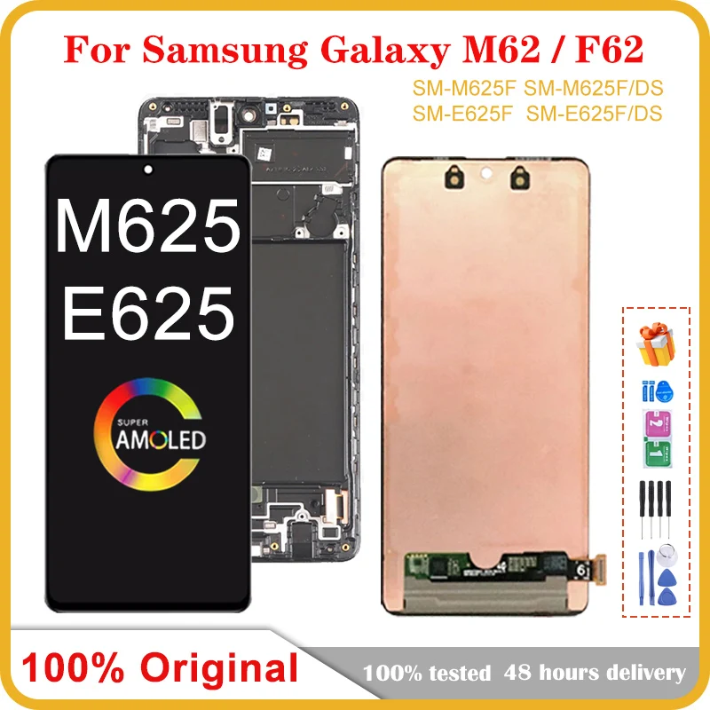 6.7"Original AMOLED For Samsung Galaxy M62 F62 LCD M625 E625 Display