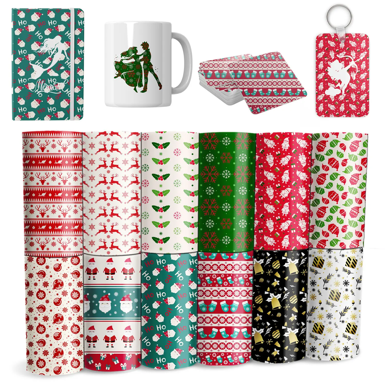Lucky Goddness Christmas Pattern Inchiostro Di Trasferimento Fusibile 12X12 "Carta Di Trasferimento A Sublimazione Cricut Mug Press Transfer Per T-Shi