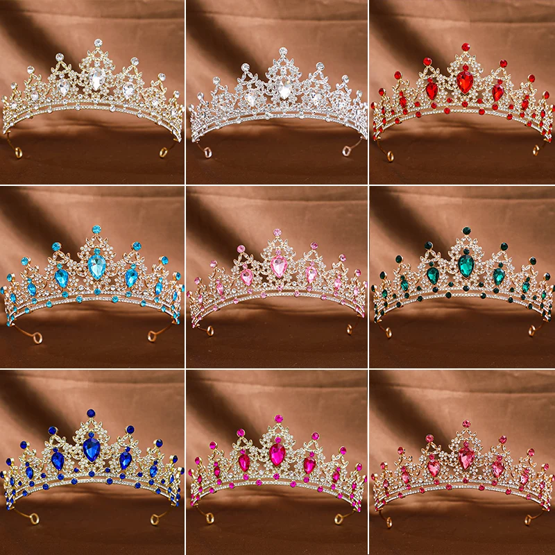 1Pc Baroque Style Crystal Crown Tiara Queen Crown Rhinestone Alloy Hair Band Women&rsquo;s Bride Wedding Hair Accessories hair accessories bridal hair accessories