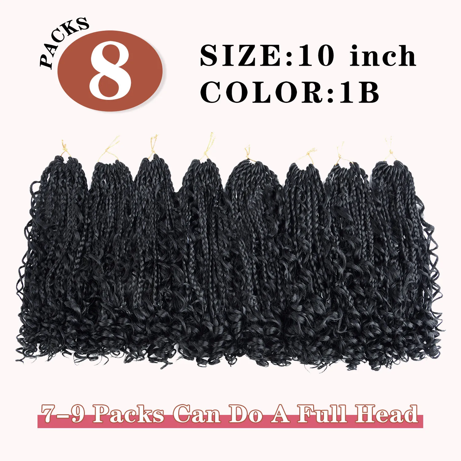 8 Packs Goddess Box Braids Crochet Hair Synthetic 10 Inch Boho Crochet Box Braids With Curl Ends Box Braids Hair Extensions 3