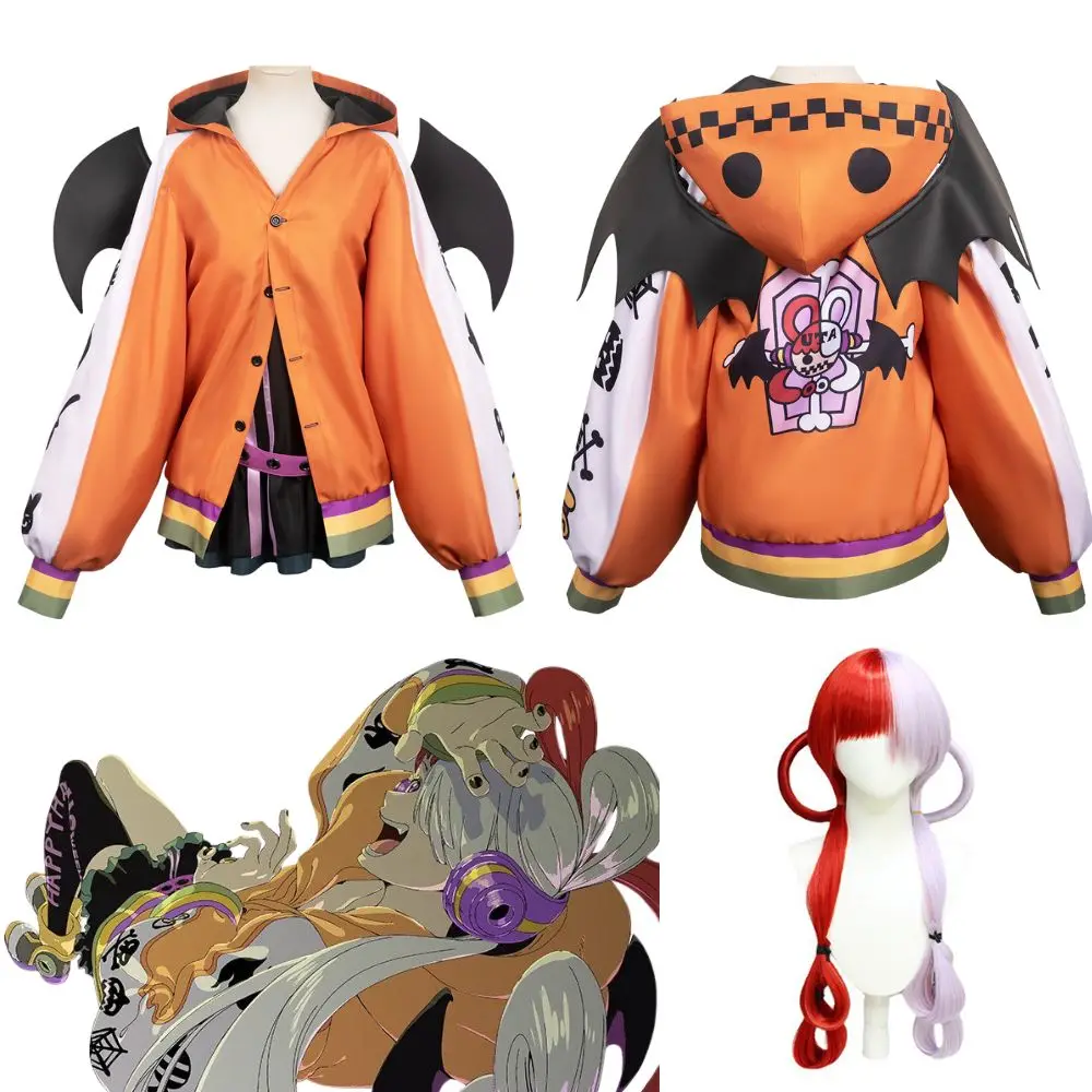 

One Piece Uta Cosplay Costume Fantasia Disguise Adult Women Devil Hoodie Dress Fantasy Roleplay Outfits Halloween Carnival Suit