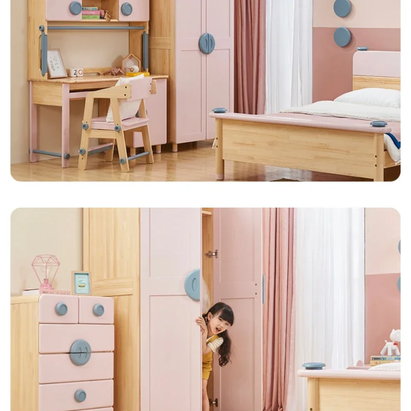 Children's Wardrobe Girl Solid Wood Cabinets Simple Modern Bedroom Wardrobe Pine 2 Doors/3 Doors
