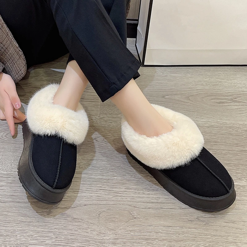 Woolen shoes women wear fur one snow boots winter new slip-on warm cotton shoes
