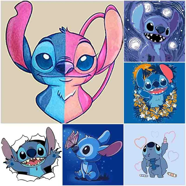 Disney 5D DIY Diamond Painting Cross Stitch Cartoon Couple Lilo&Stitch  Diamond Embroidery Picture Rhinestone Home Art Gift