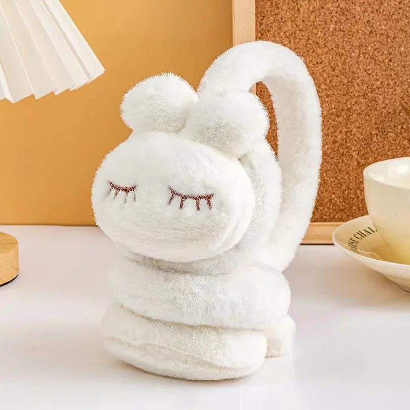 Winter Cute Closed Eyes Rabbit Earmuffs Girl Korean Version Cute Ear muffs Student Warm Ear Cover Parent-child Protection