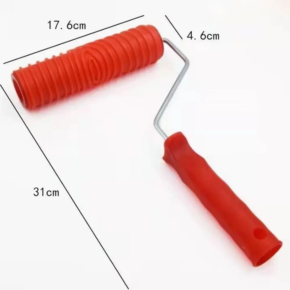 Rubber Imitation Wood Grain Pattern Paint Roller DIY Paint Texture Pigment Printing Wall Painting Roller with Handle Home Tool