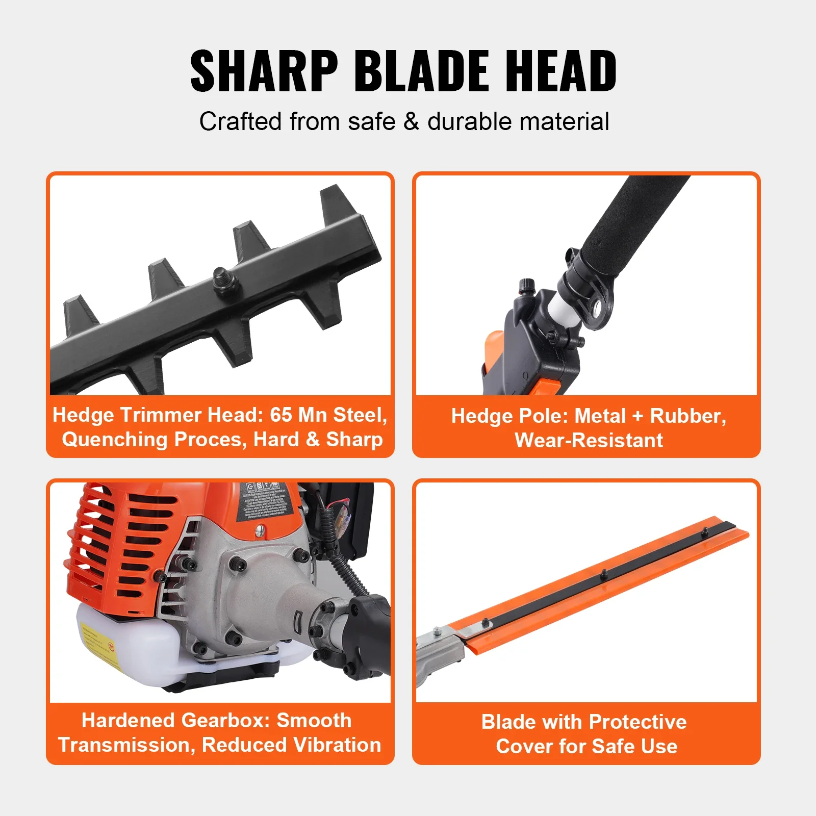 VEVOR 52CC 6- In-1 Multi-Functional Trimming Tools Gas Hedge Trimmer Weed Eater String Trimmer Brush Cutter Edger Pole Saw