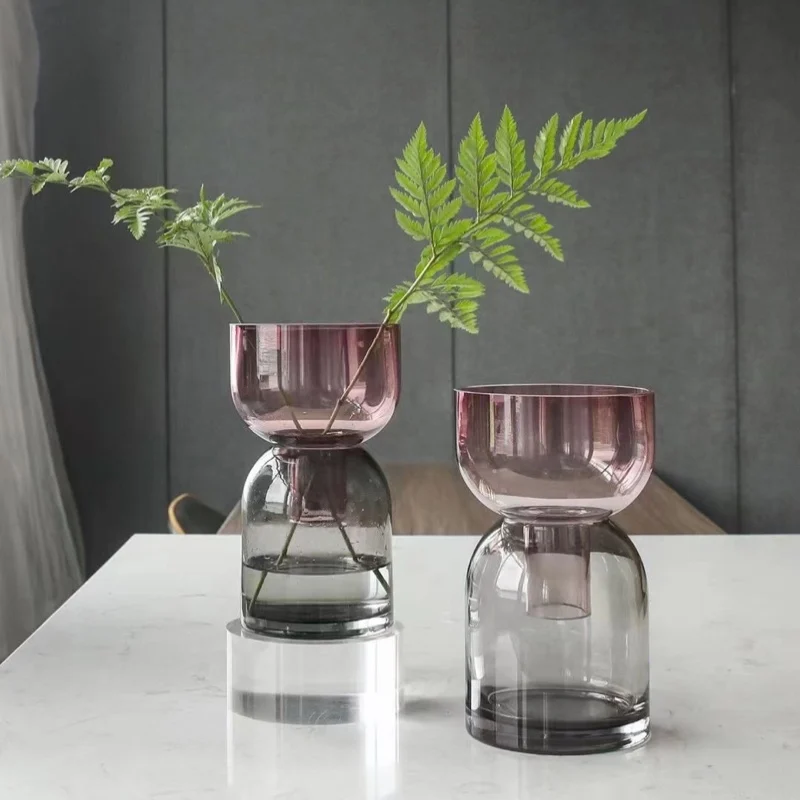 

Light Luxury Flower Ware Nordic Ins Flower Fork Flower Ware Transparent Glass Vase Art Style Flower Arrangement Decoration Home