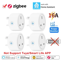 Smart ZigBee UK Outlet with Power Monitoring and App Control, Alexa Compatible - Zigbee 4PC