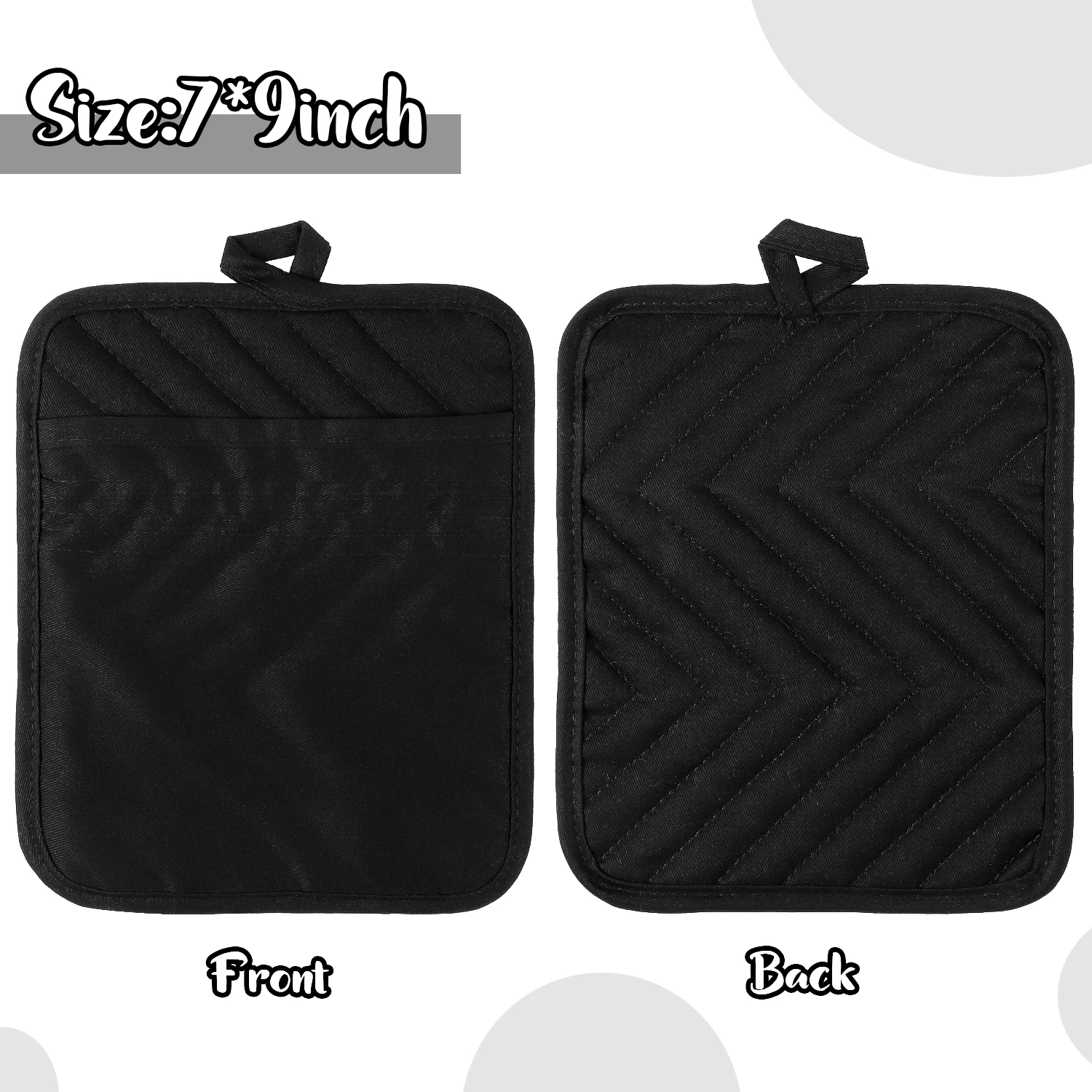 5Pcs Cotton Pot Holders with Pocket Heat Resistant Washable Oven Multipurpose Hot Pad for Kitchen Baking Cooking