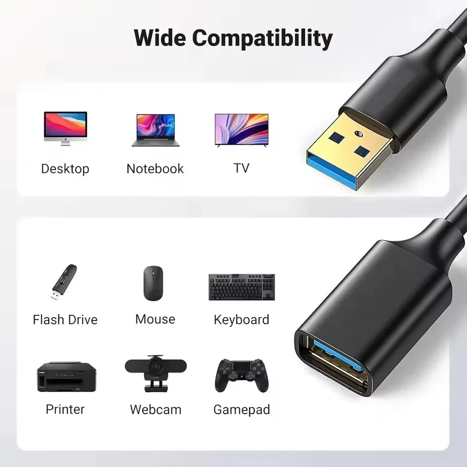 High-Speed USB 3.0 Extension Cable – Enhanced Data Transfer, Plug & Play, Multiple Lengths Available