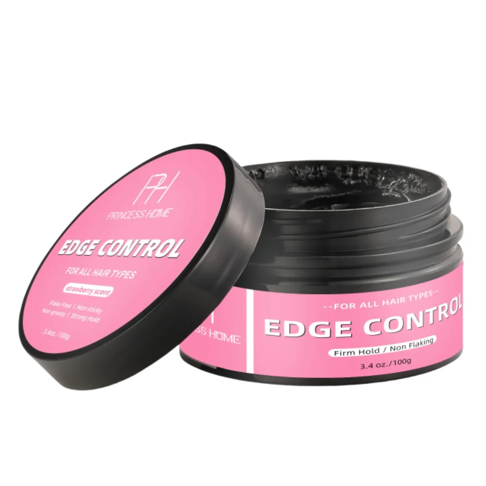 Private Label Strong Hold Water-based Edge Stay Gel No Flaking Extra Hold Strawberry Scent Edge Control for All Hair Types100g