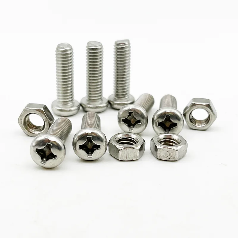 M1 M1.2 M1.6 M2 M2.5 M3 A2 Stainless steel Cross Round Head Screw Nut Set Round Pan Head Screw Bolt Phillips Small Machine Screw - Image 4