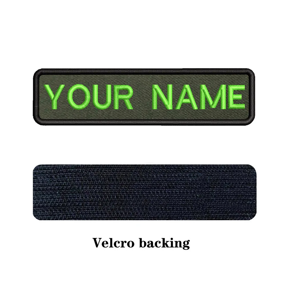 10X2.5cm Army Green background Embroidery Custom Name Text Patch Stripes badge Iron On Or Velcros Backing Patches For Clothes 