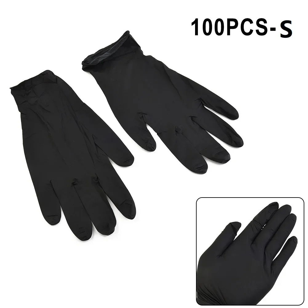 Pure Nitrile Gloves 100 Pcs S M L Disposable Household Latex Free Protective Gloves Black For Home Cleaning Food Industry TOOLS