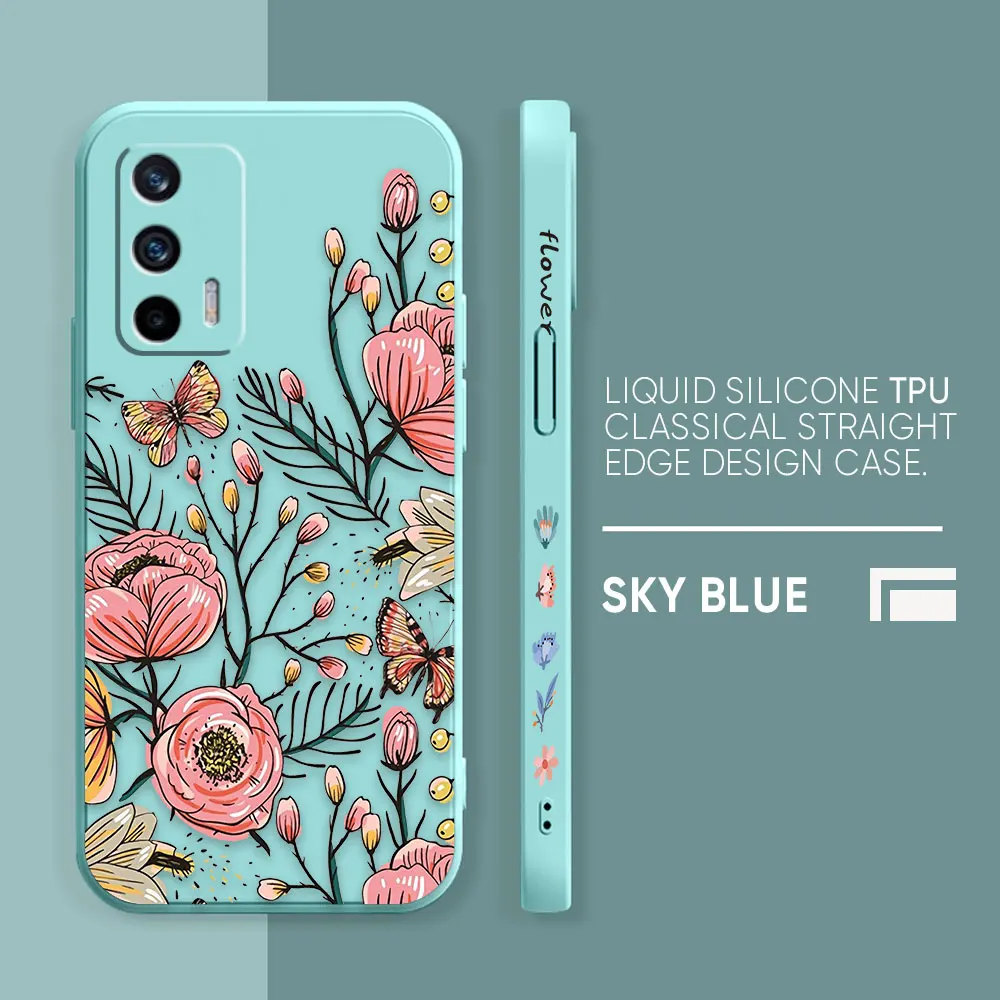 thumbnail image 1 of Case For OPPO Realme 9 8 8I 7 6 5 C21 GT NEO 2 3 5 V15 V25 Colour Simple Liquid Silicone Case The Most Beautiful Flower, 1 of 5