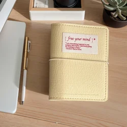 Elegant PU Leather Refillable Binder Notebook with Adjustable Strap and Mini Pocket - Aesthetic Travel Journal Gift (Milk yellow)
