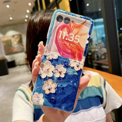Oil Painting Flower Jewelled Protective Phone Case - Hard Shell Back Cover for Moto Razr 60 Pro (A2)