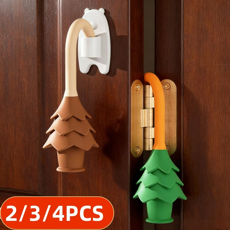 2/3/4PCS Silicone Child Safety Anti-Pinch Hand Door Lock Clamp Novelty Pine Tree Shaped Baby Proof Door Finger Pinch Guards