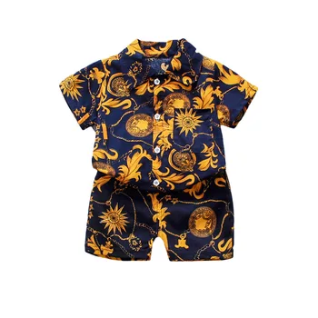 Nuovi vestiti estivi per bambini Set Bambini Ragazzi Abito a maniche corte Camicia Pantaloncini 2 pezzi/set Set di abbigliamento per bambini Costo casual in cotone per bambini