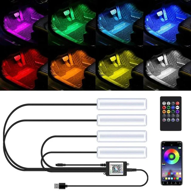 Car Led Foot Ambient With USB Cigarette Lighter Backlight Music Control App RGB Auto Interior Decorative Atmosphere Lights