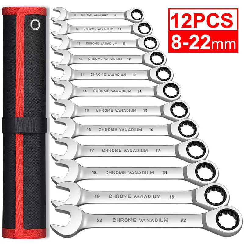 Ratcheting Wrench Set Metric And Standard 12point Box End Combination