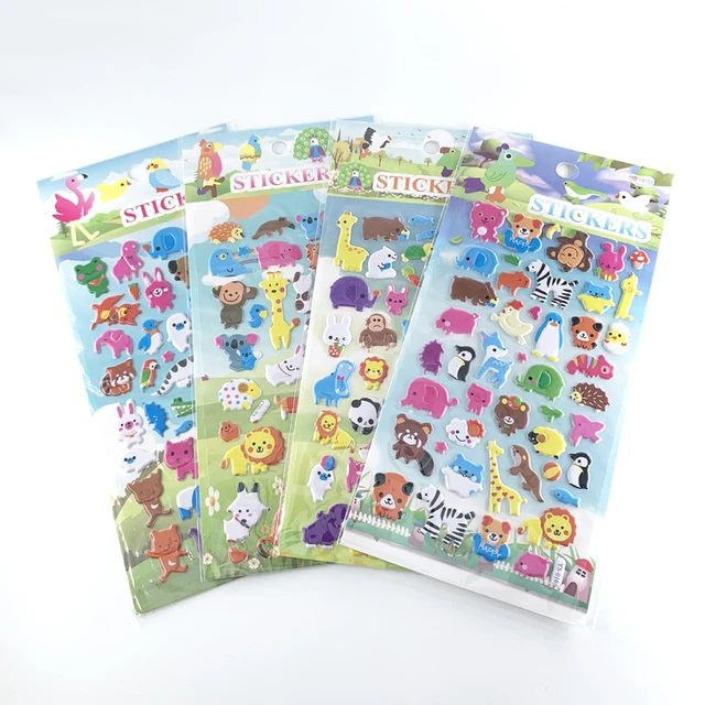 3d Cartoon Puffy Stickers Kids  Stickers Puffy Cartoon Animals - 10 Sheets  4sheets - Aliexpress
