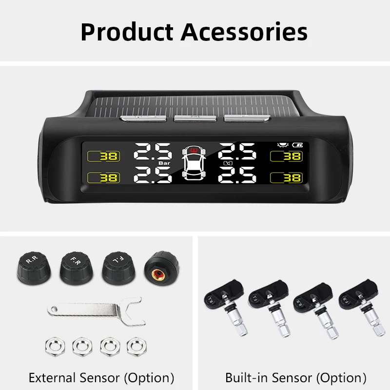 Develuck Ʈ ڵ TPMS Ÿ̾ з ͸ ý, ¾籤  LCD ÷, ڵ  溸 ý