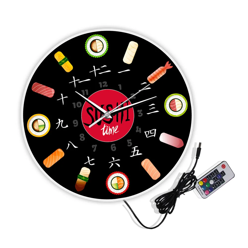 New Beautiful Mix Variety Of Sushi Kitchen Series Wall Clock rare! 