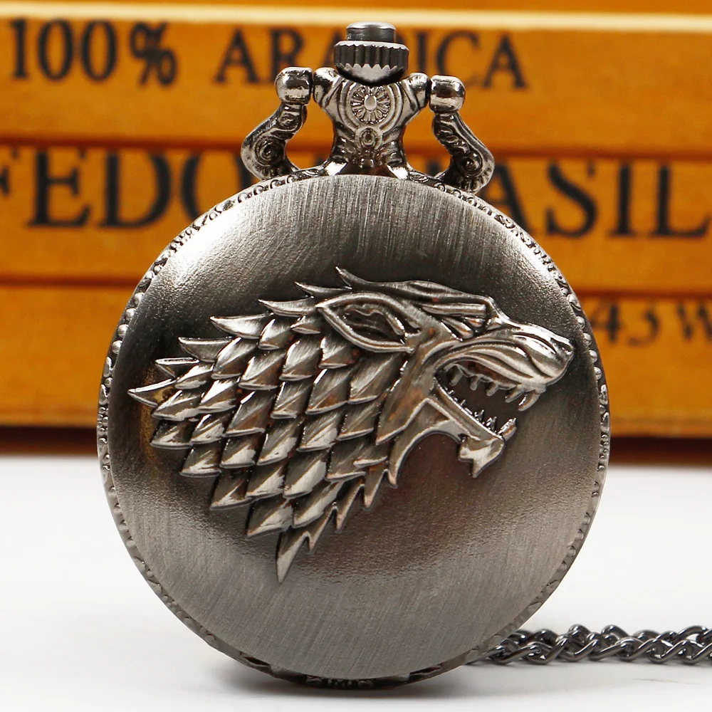 

Fierce Pulling Cool Beast Quartz Pocket Watch Men's Necklace Personalised Steampunk Chain Clock Pocket FOB Watches