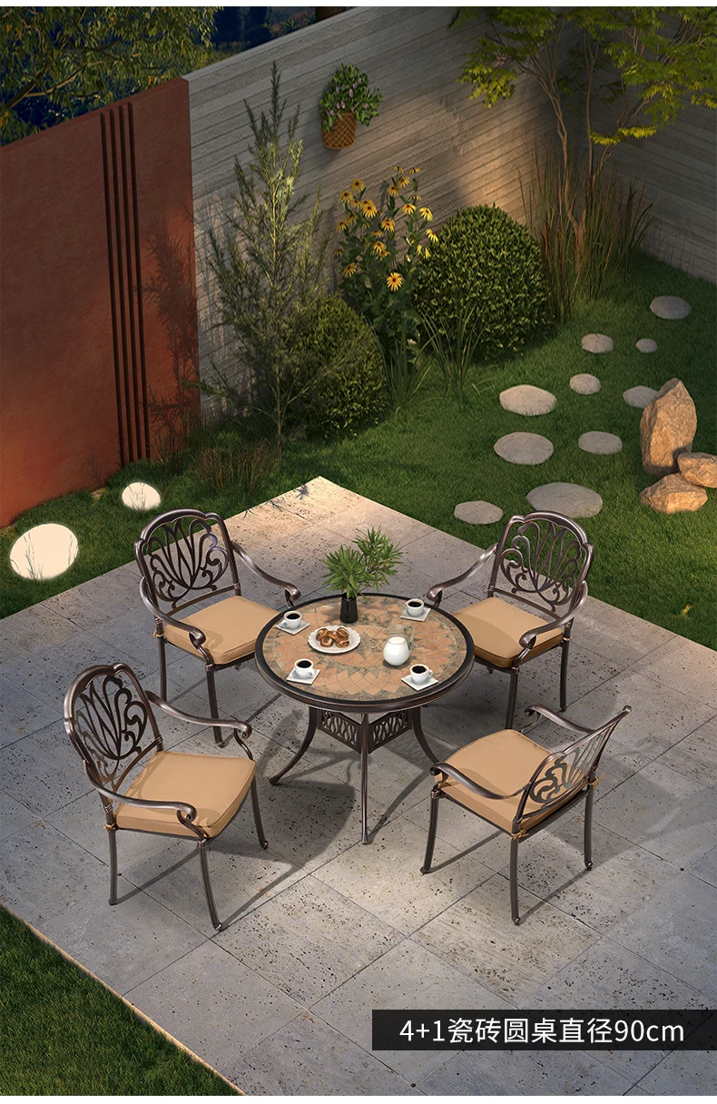 Description Picture 2 of itemOutdoor tables and chairs courtyard leisure five piece set outdoor garden furniture iron table terrace outdoor cast aluminum cha