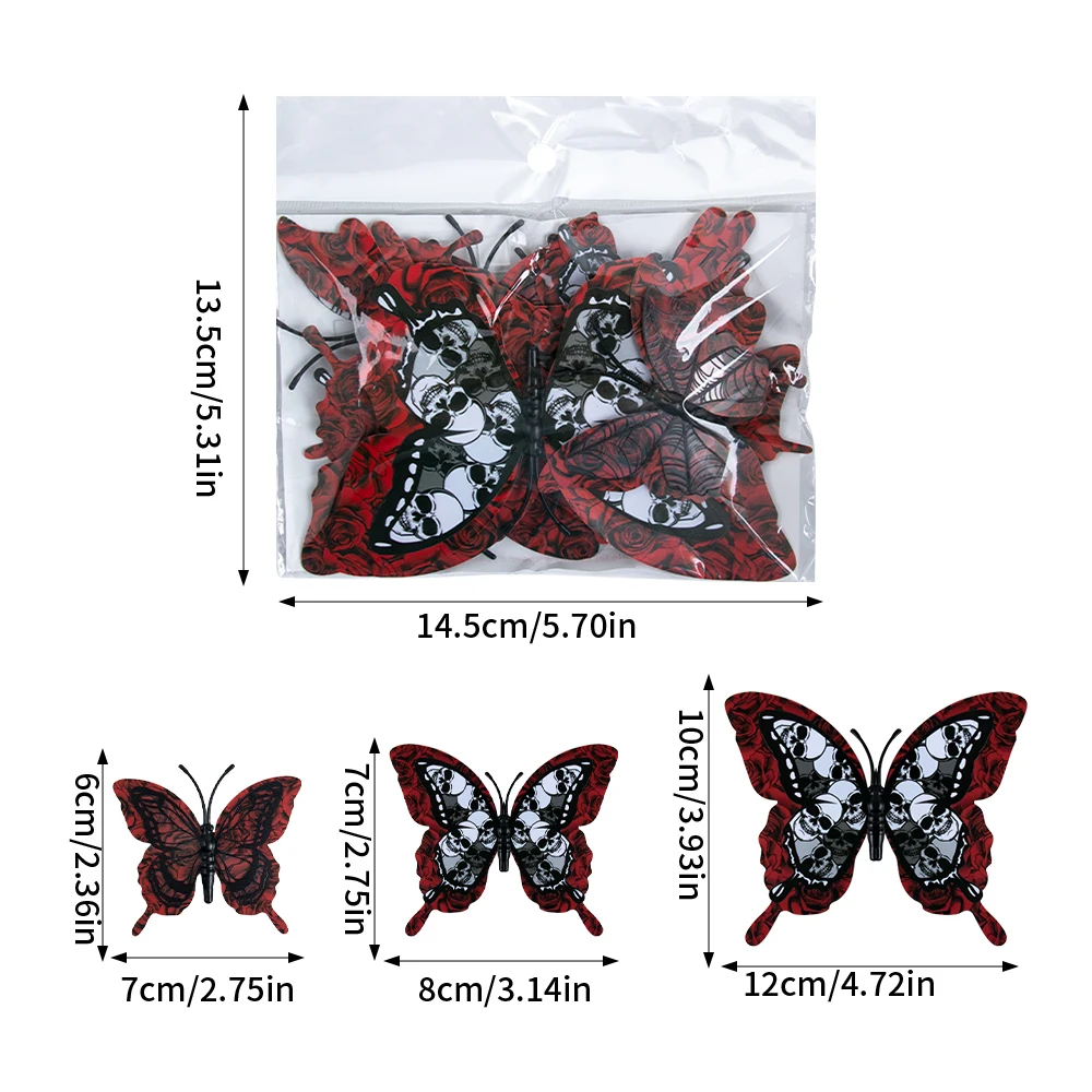 Pegatinas góticas de calavera/mariposa/murciélago, calcomanías 3D de  mariposa para decoración de pared de Halloween, para el hogar, 12/24 piezas  - AliExpress, image size:1000x1000