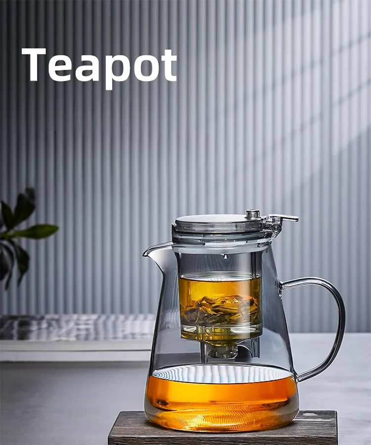 Description Picture 2 of itemGIANXI Piao Yi Cup High Borosilicate Glass One Button Press Filter Tea Pot Individual Tea Bin Teapot With Handle