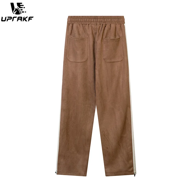 UPRAKF Side Stripe Trousers Streetwear Comfort Fashion Hip Hop High Quality Autumn High Waist Pantalones Back Pocket