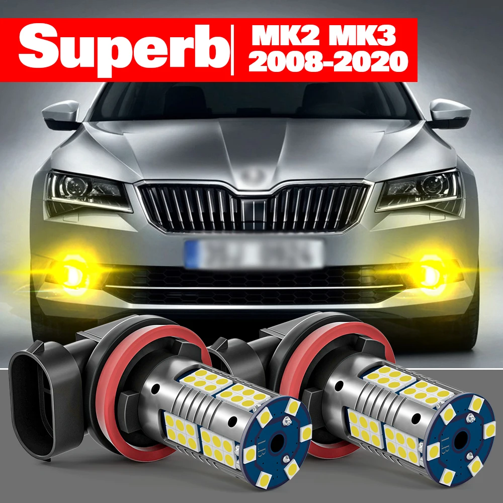 

For Skoda Superb MK2 MK3 2 3 2008-2021 2pcs LED Fog Light Accessories 2010 2011 2012 2013 2014 2015 2016 2017 2018 2019 2020