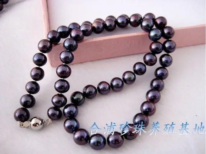 8-9mm AAA+ Akoya Purple Blue Pearl Necklace Handmade