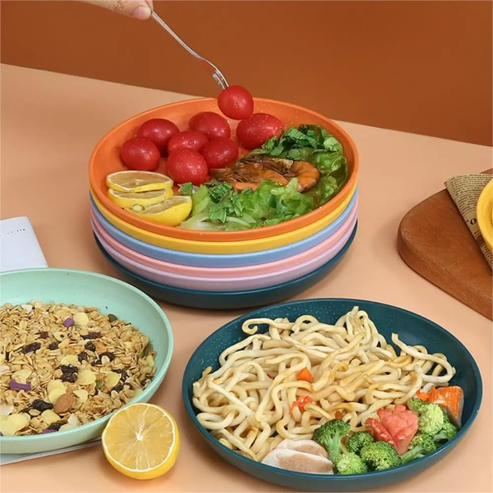 Description Picture 6 of itemDinnerware Plastic Wheat Straw Plates Lightweight Round Dinner Plates Unbreakable Microwave Safe Tableware Fruit
