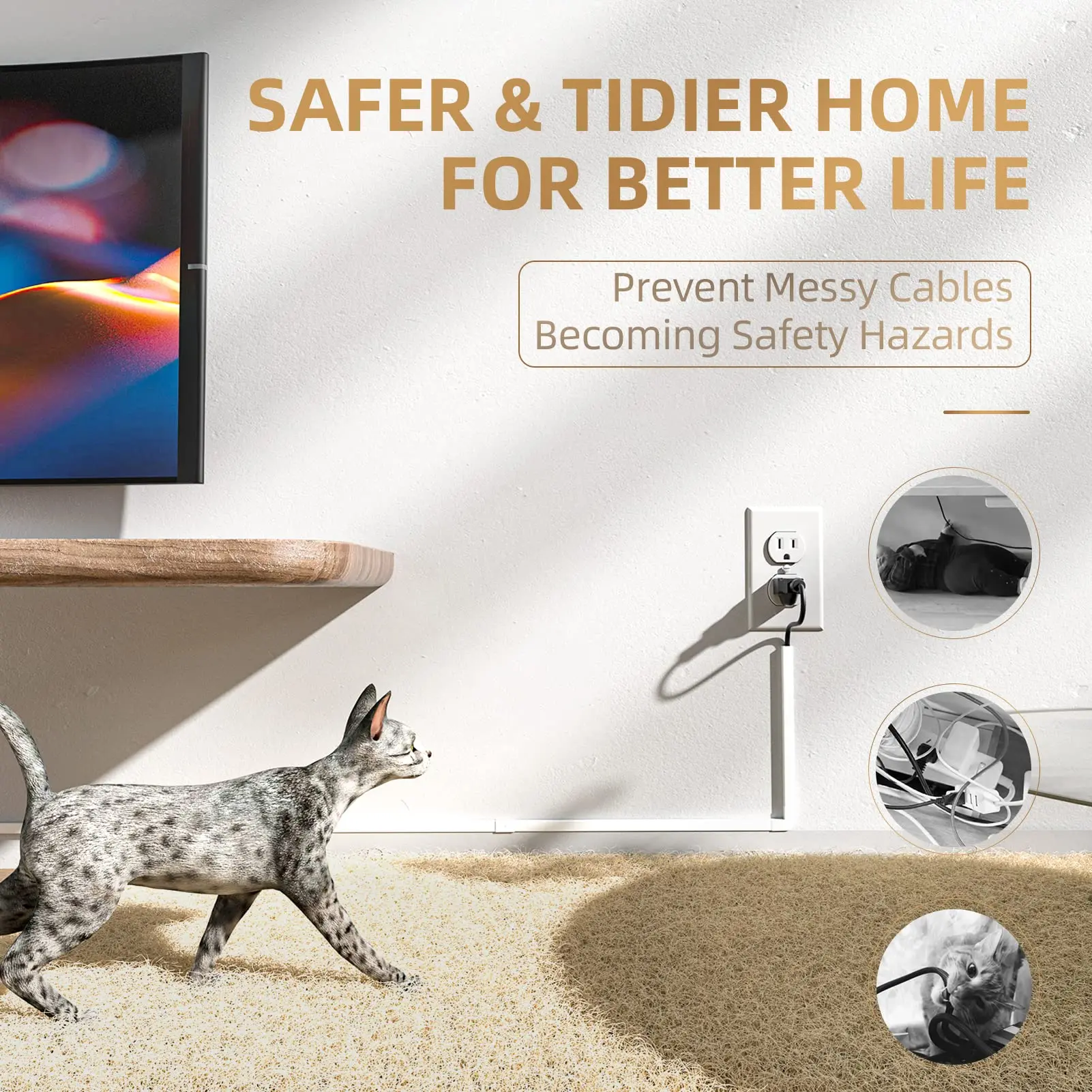 Cord Hider, Delamu One-Cord Channel Cord Cover Wall, Paintable Cable Hider, Wire Hider Covers for Cords, Cable Cover Raceway,