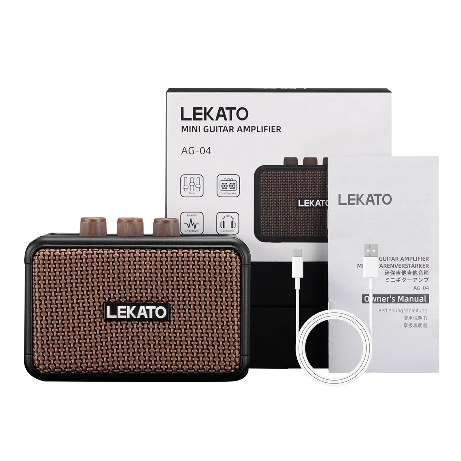 Lekato Mini Guitar Amp Electric Guitar Amplifier 5W Portable Practice Amp Dual Speakers Clean Overdrive Effect