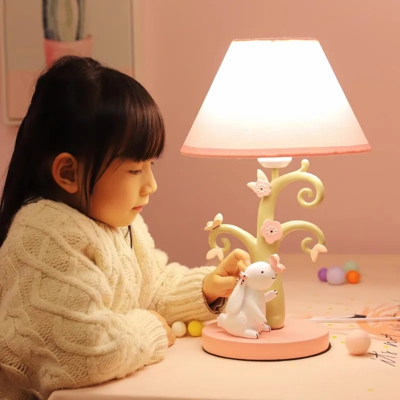 Cute Children's Room Princess Room Table Lamps Rabbit Light LED Creative Romantic Warm Girl Bedroom Bedside Reading Table Lights 2