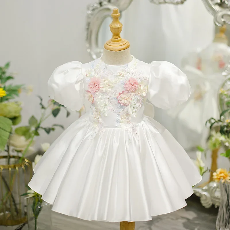 

Children's first birthday dresses Flower girl dress for wedding kids Baby princess Party Clothes Baptism Infant Gown christening