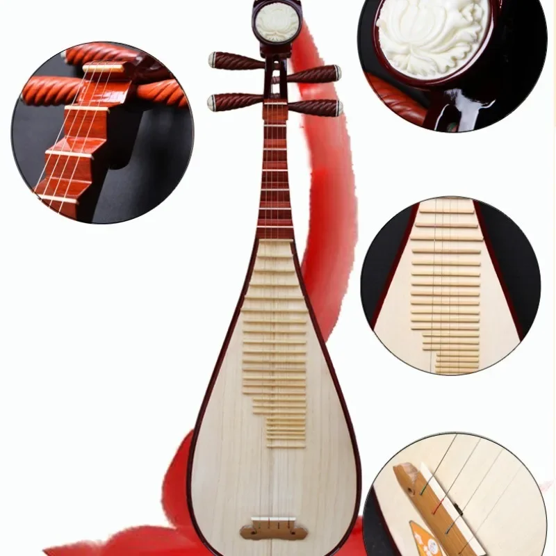 Redwood Pipa Beginners Practice Professional Relax and Soothe The Body Lute Traditional Chinese Musical String Instrument