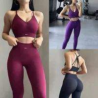 Traje de ejercicio de cintura alta para mujer, color melocotón, con realce de cadera, resistente a los golpes, para yoga, fitness, correr y estilizar.