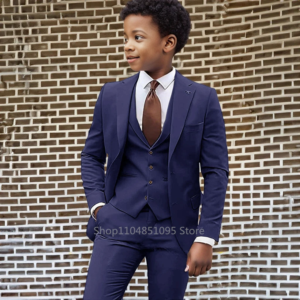 Flower Boys Suit Gray 3-piece Jacket Vest Pants Wedding Graduation Ceremony Competition Size 2-18Y Teens School Uniform Dresses