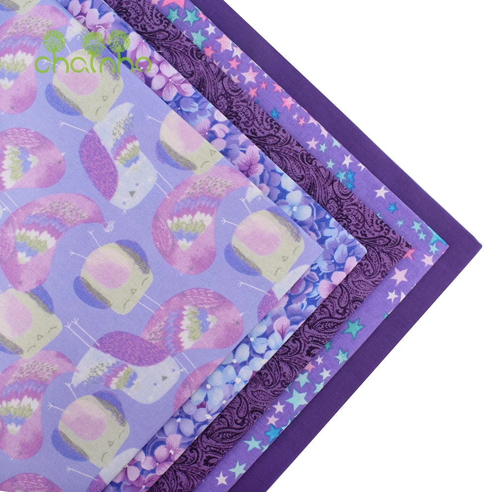 Chainho,Printed Plain Weave Cotton Fabric,Handmade DIY Quilting Sewing Material,Patchwork Cloth,Purple Series,20x25cm,15CD62