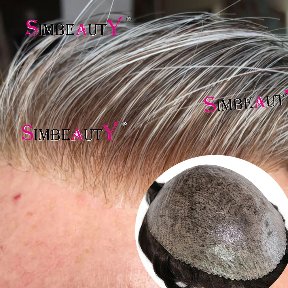 Grey Black 1B20 1B65 1B80 Brown Men's Wigs 100% Human Hair
