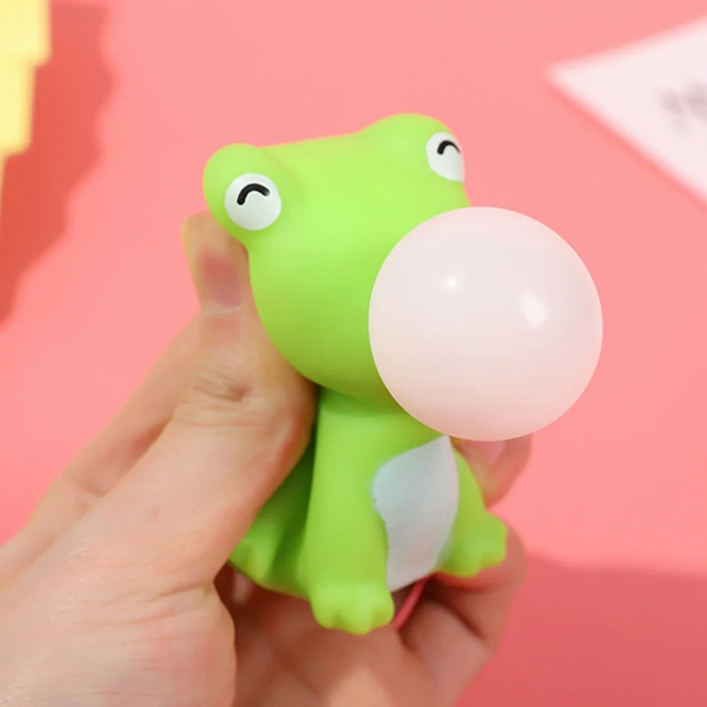 

Tortoise Squeeze Bubble Spitting Toys Creative Blow Bubble Pinching Music Soft Pinch Toys Cartoon Frog Pinch Fidget Toy Kids