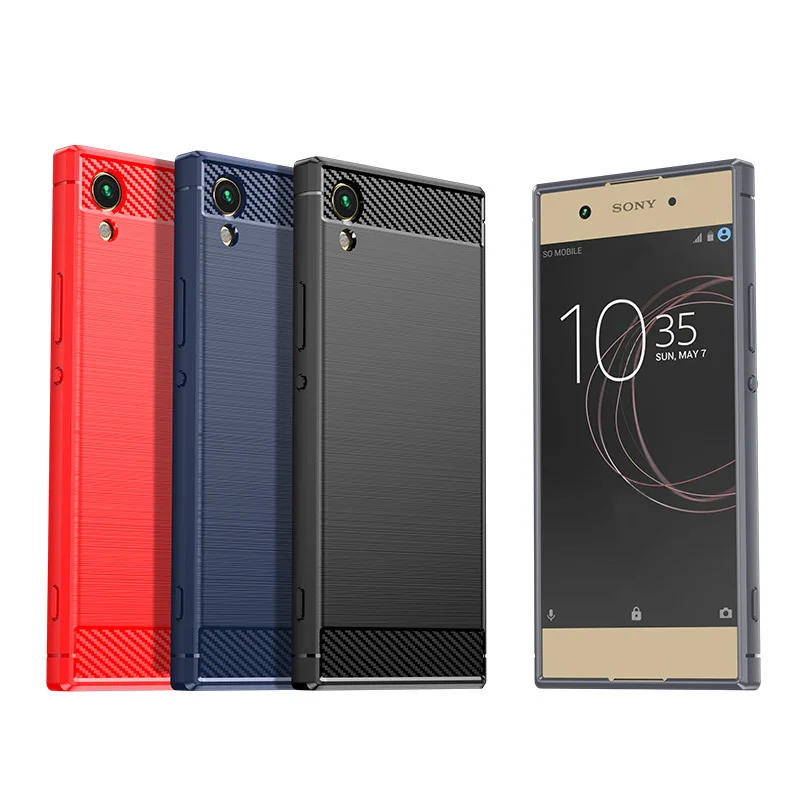 

TPU Soft Case for Sony Xperia XA1 XA2 Plus Ultra, Brushed Pattern Black Blue Red